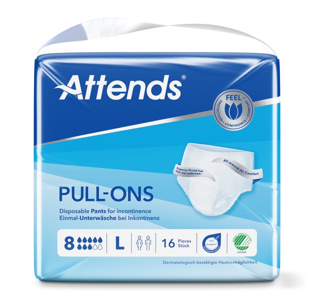ATTENDS Pull Ons 8 L sach 16 pce ATTENDS Pull Ons 8 L sach 16 pce