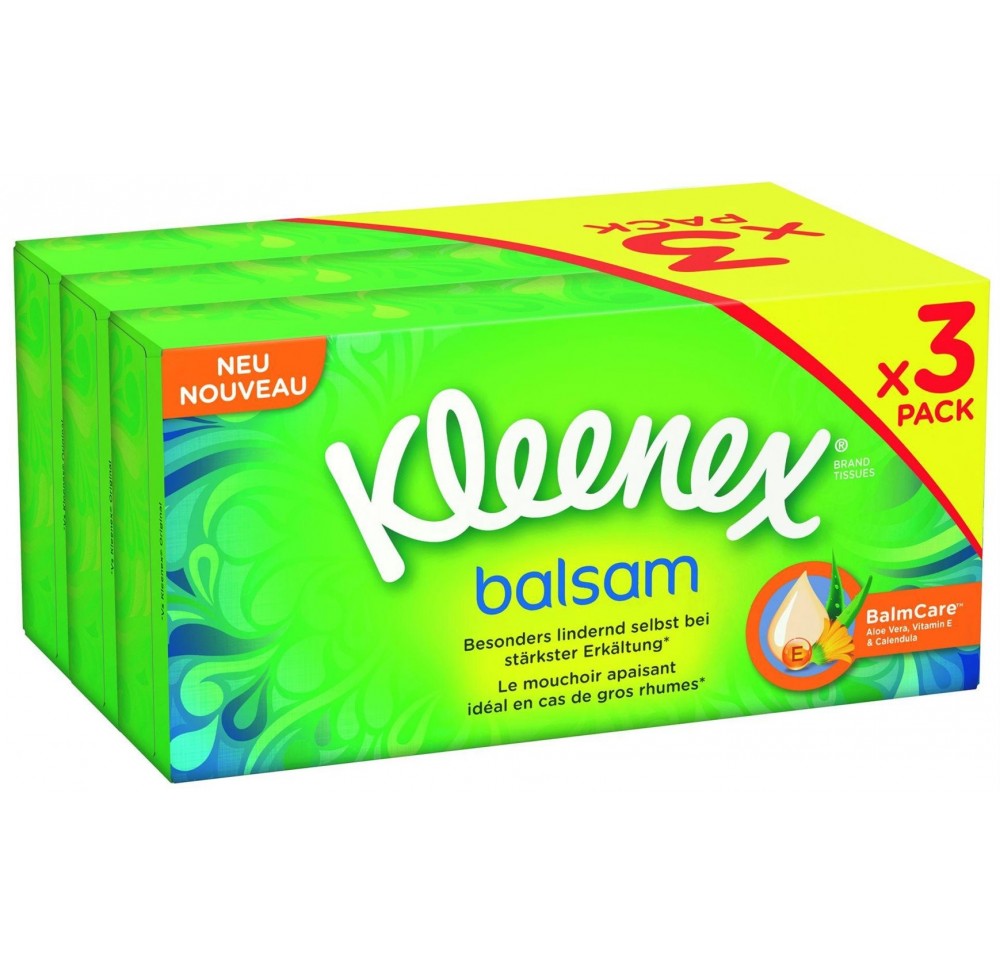 KLEENEX Balsam mouchoi papier box trio 3 x 60 pce