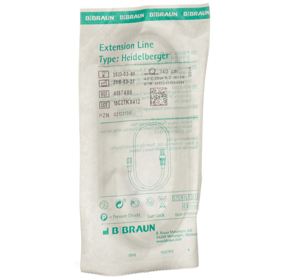 B. BRAUN Extension Heidelb 140cm luer lock