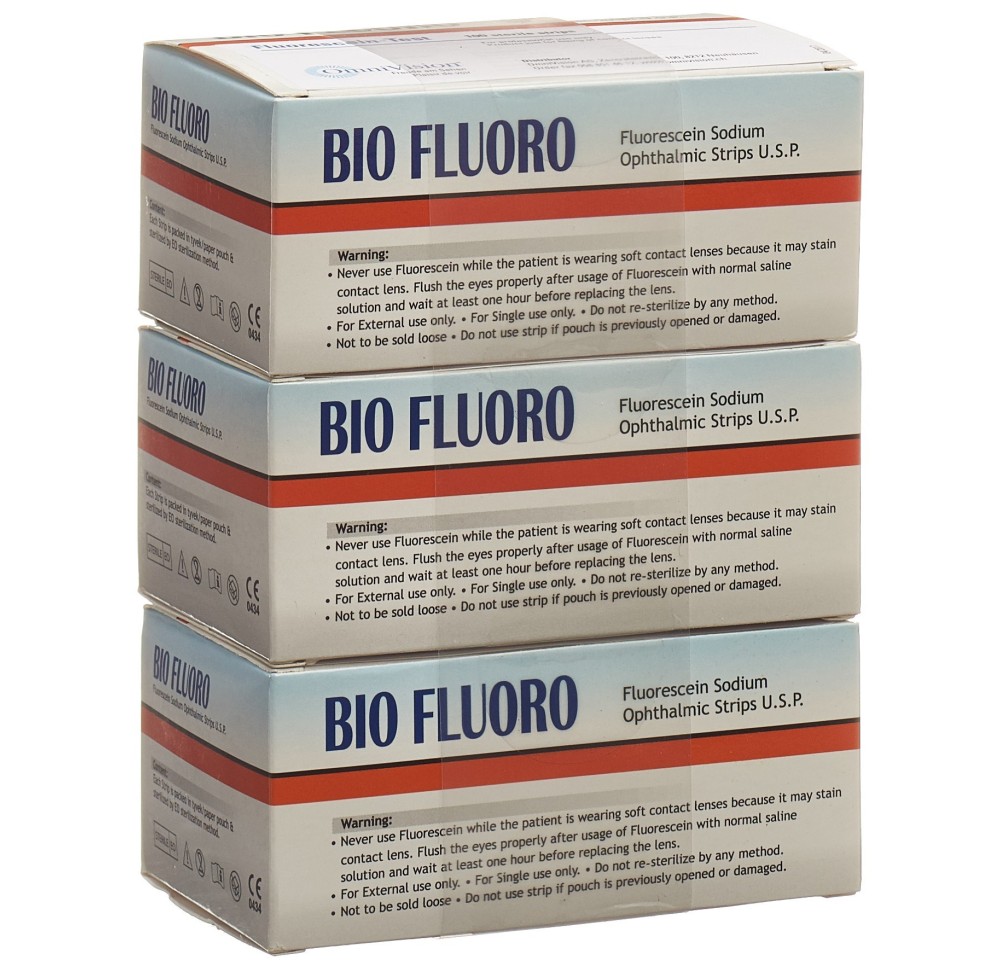 BIOFLUORO Fluorescein Ophtalmic Strips 300 pce