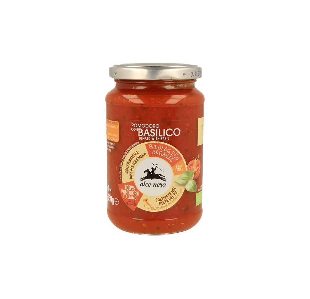 ALCE NERO tomates sauce avec basilic verre 350 g ALCE NERO tomates sauce avec basilic verre 350 g