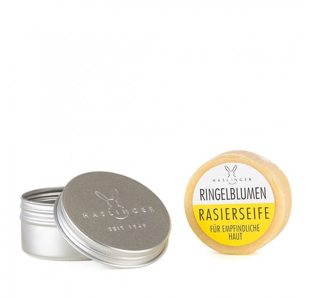 HASLINGER calendule savon barbe boîte métall 60 g