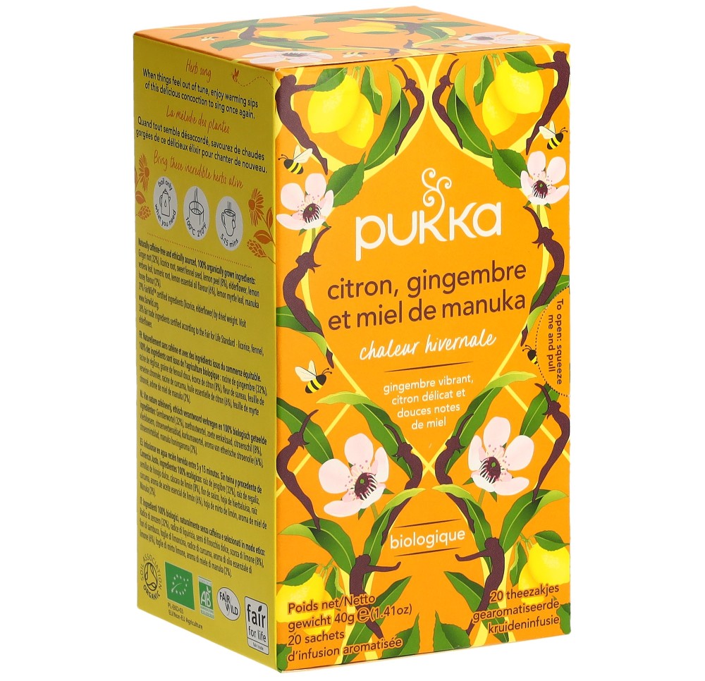 PUKKA Citron Gingemb&Miel Manu thé bio sach 20 pce PUKKA Citron Gingemb&Miel Manu thé bio sach 20 pce