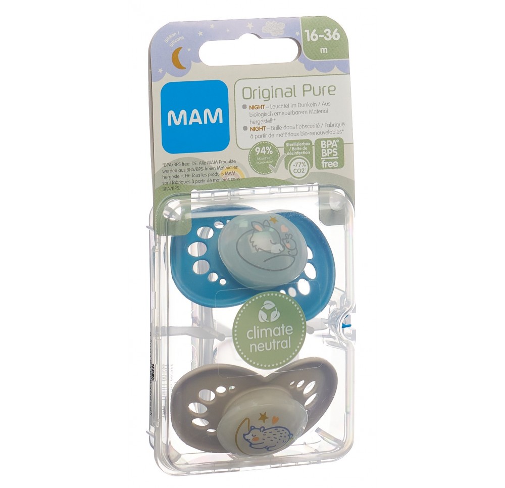 MAM Night lolette pure silicone 16-36m 2 pce