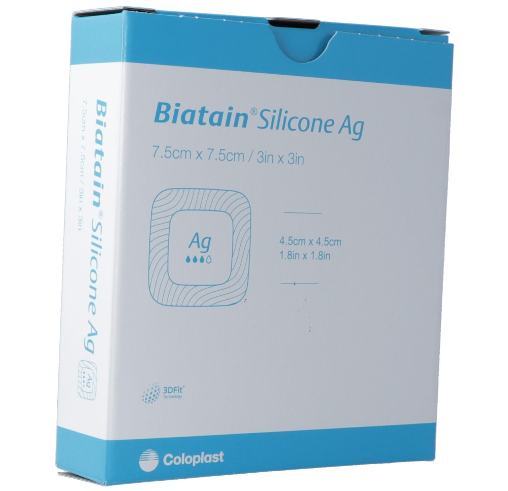 BIATAIN Silic Ag pans mousse 7.5x7.5cm adh 5 pce