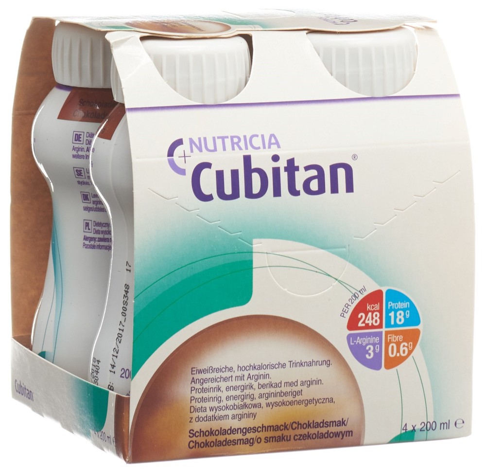CUBITAN aliment orale chocolat 4 x 200 ml