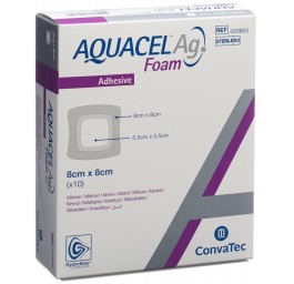 AQUACEL Ag Foam adhésif 8x8cm 10 pce