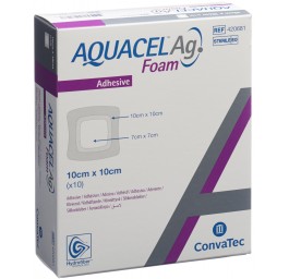 AQUACEL Ag Foam adhésif 10x10cm 10 pce