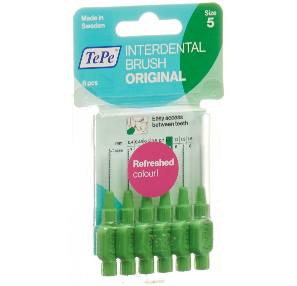 TEPE Interdental Brush 0.8mm vert blist 6 pce