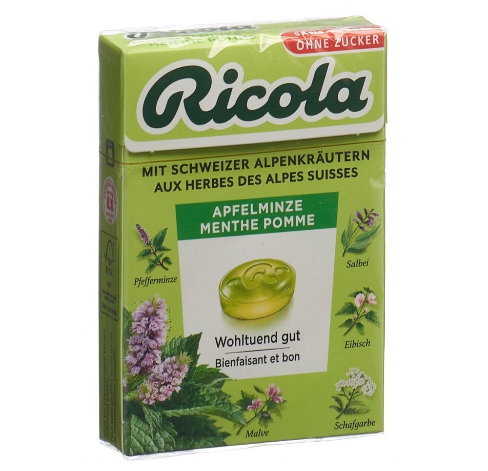 RICOLA menthe pomme bonbons ss av stevia box 50 g