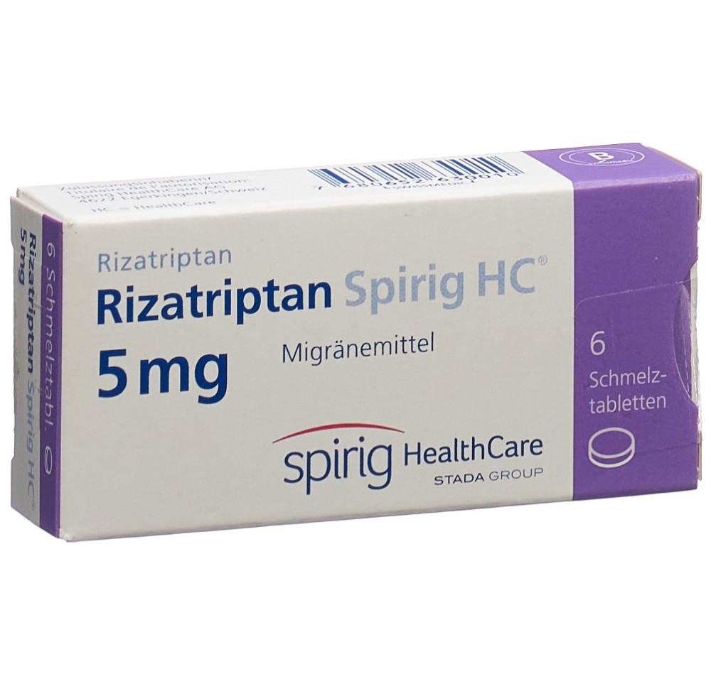 RIZATRIPTAN Spirig HC cpr orodisp 5 mg 6 pce RIZATRIPTAN Spirig HC cpr orodisp 5 mg 6 pce