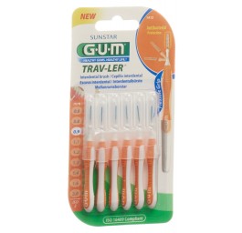 GUM Trav-Ler 0.9mm ISO2 cyl orange 6 pce