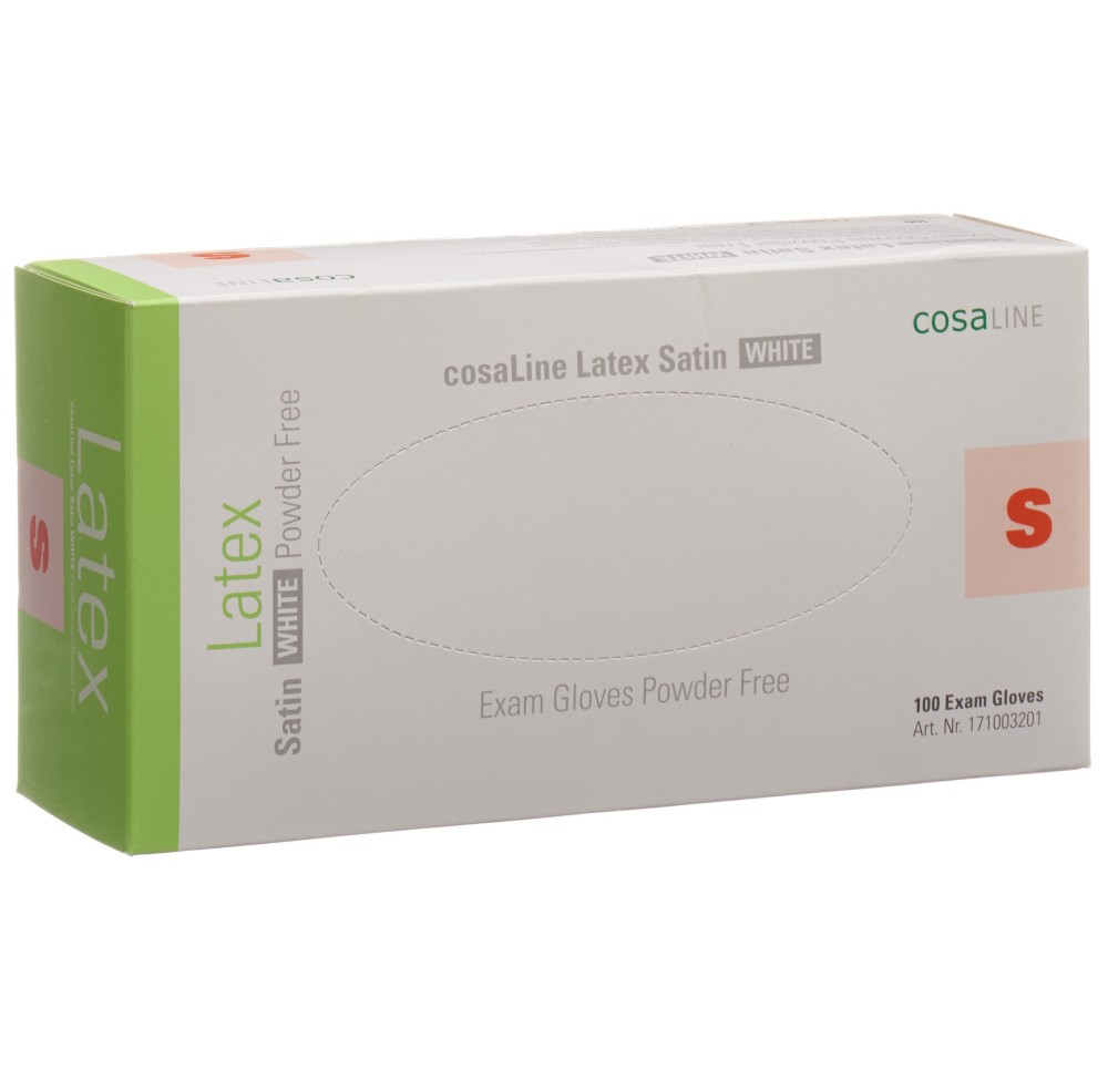 COSALINE Gants examen S Latex Sat bl non p 100 pce