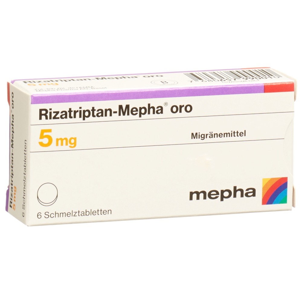 RIZATRIPTAN Mepha oro cpr orodisp 5 mg 6 pce RIZATRIPTAN Mepha oro cpr orodisp 5 mg 6 pce