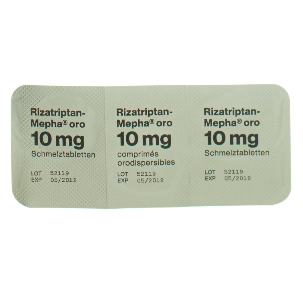 RIZATRIPTAN Mepha oro cpr orodisp 10 mg 6 pce RIZATRIPTAN Mepha oro cpr orodisp 10 mg 6 pce