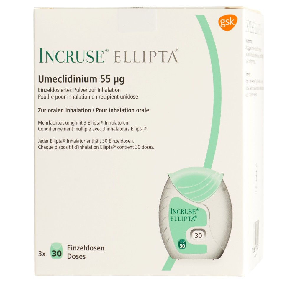INCRUSE ELLIPTA pdr inh 55 mcg 3 x 30 dos INCRUSE ELLIPTA pdr inh 55 mcg 3 x 30 dos