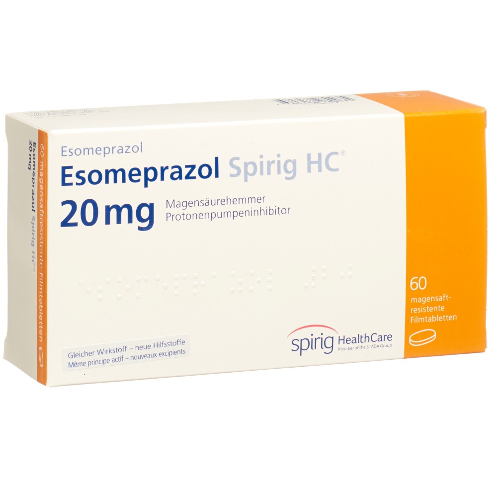 ESOMEPRAZOLE Spirig HC cpr 20 mg 60 pce ESOMEPRAZOLE Spirig HC cpr 20 mg 60 pce