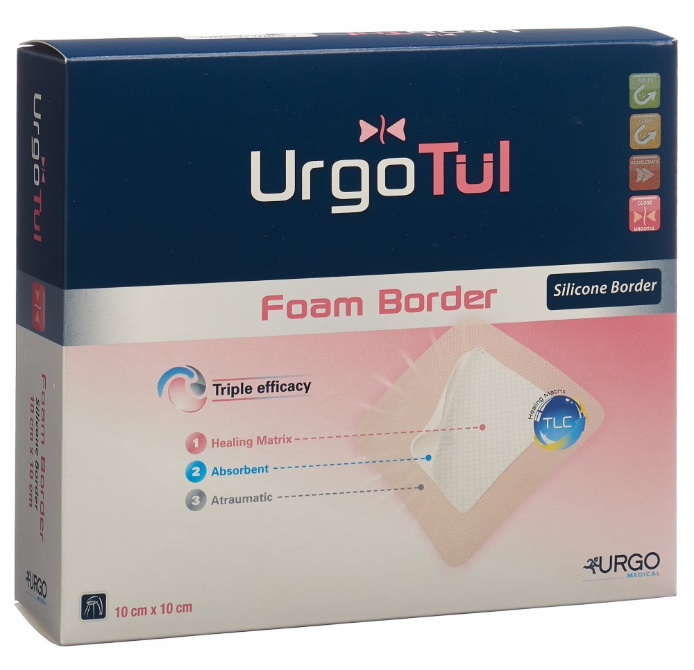 URGOTÜL foam Border 10x10cm adhésif 10 pce