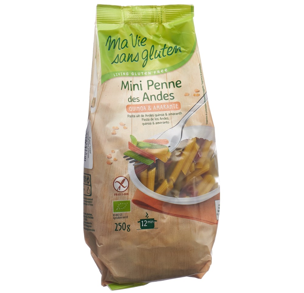 MA VIE S GLUT Mini Penne des Andes tricolore 250 g MA VIE S GLUT Mini Penne des Andes tricolore 250 g