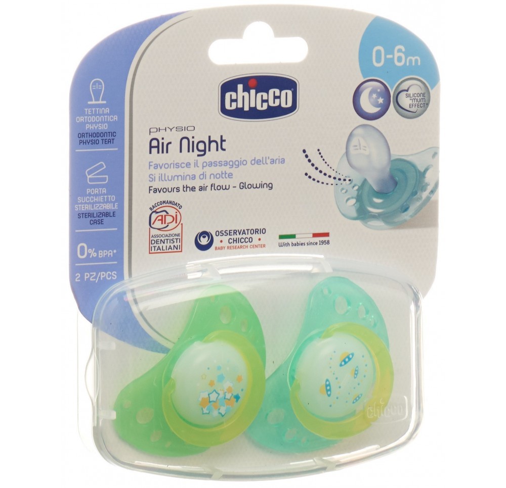 CHICCO sucette physio sil mi GL 0-6m IDF 2 pce