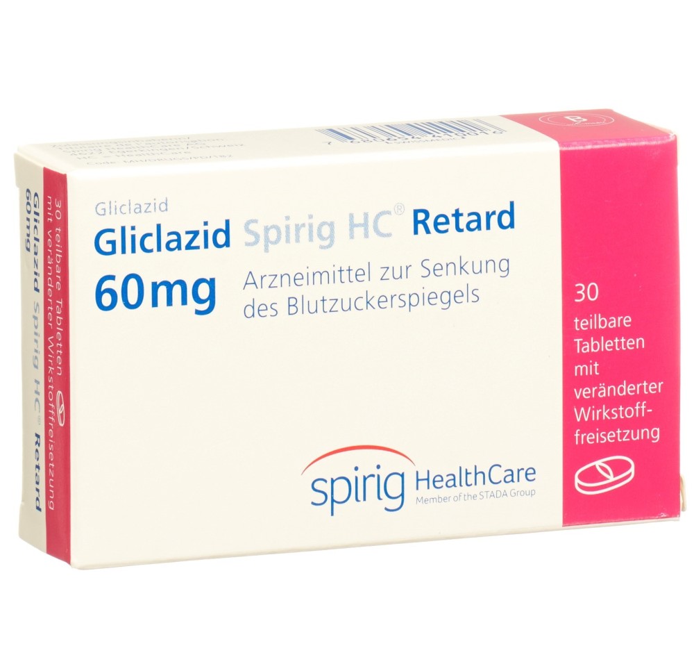 GLICLAZID Spirig HC Retard cpr ret 60 mg 30 pce GLICLAZID Spirig HC Retard cpr ret 60 mg 30 pce