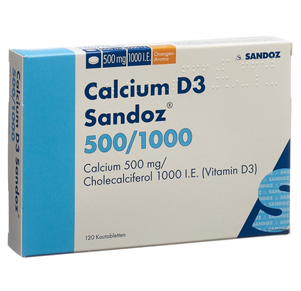 CALCIUM D3 Sandoz cpr croquer 500/1000 bte 120 pce