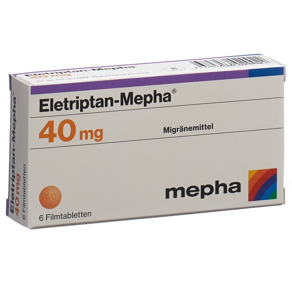 ELETRIPTAN Mepha cpr pell 40 mg 6 pce ELETRIPTAN Mepha cpr pell 40 mg 6 pce