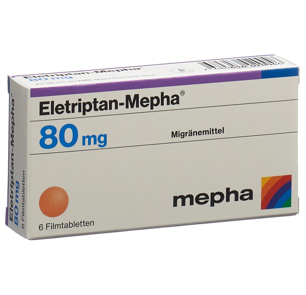 ELETRIPTAN Mepha cpr pell 80 mg 6 pce ELETRIPTAN Mepha cpr pell 80 mg 6 pce