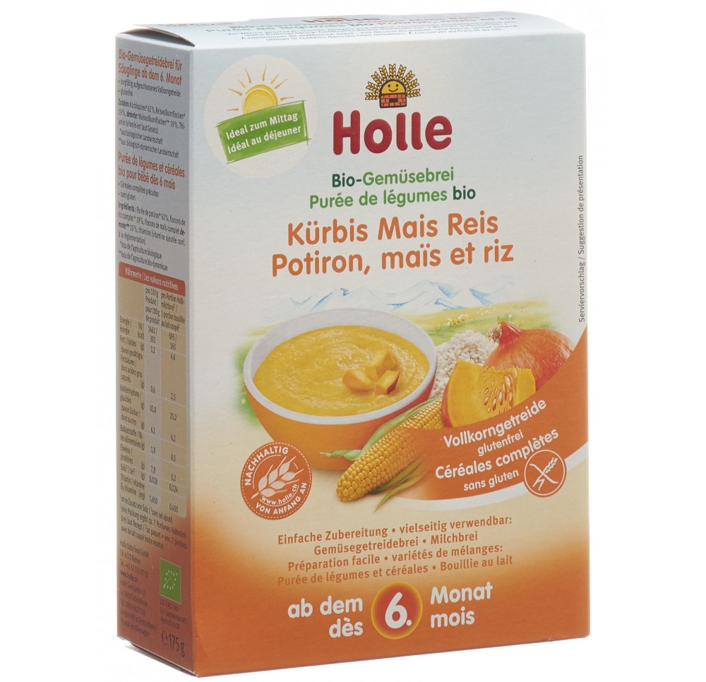 HOLLE Bio-Purée de légumes potiron maïs riz 175 g