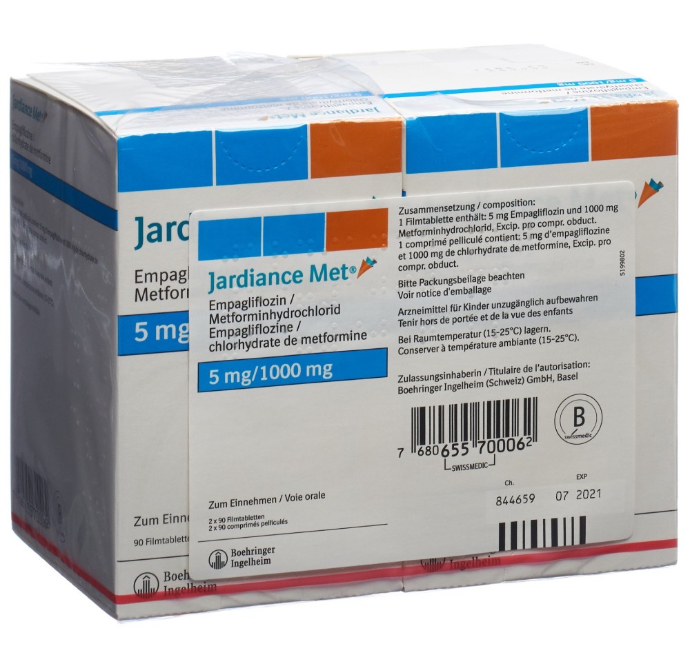 JARDIANCE MET cpr pell 5/1000mg 2 x 90 pce JARDIANCE MET cpr pell 5/1000mg 2 x 90 pce