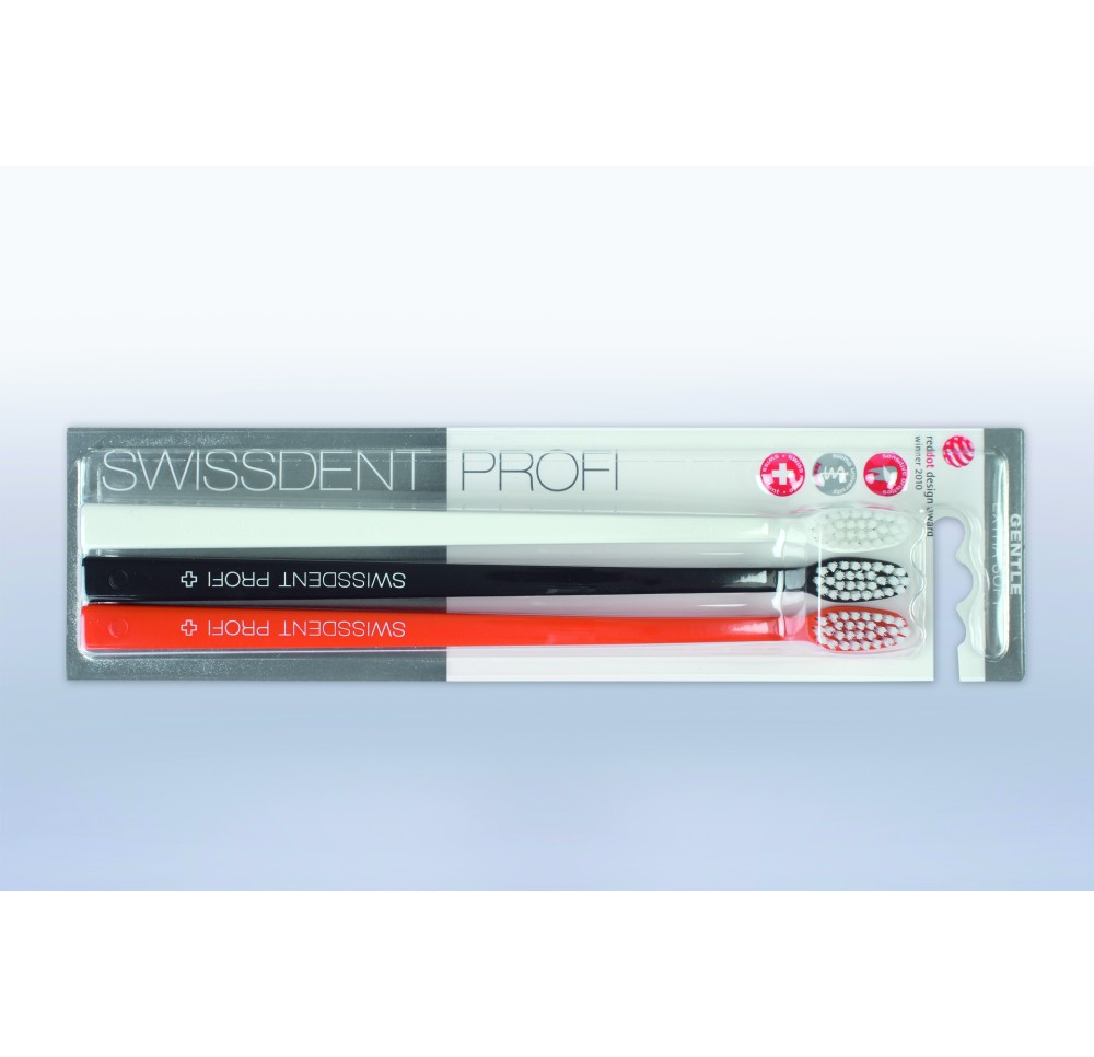 SWISSDENT Gentle brosse dents trio blan noir oran