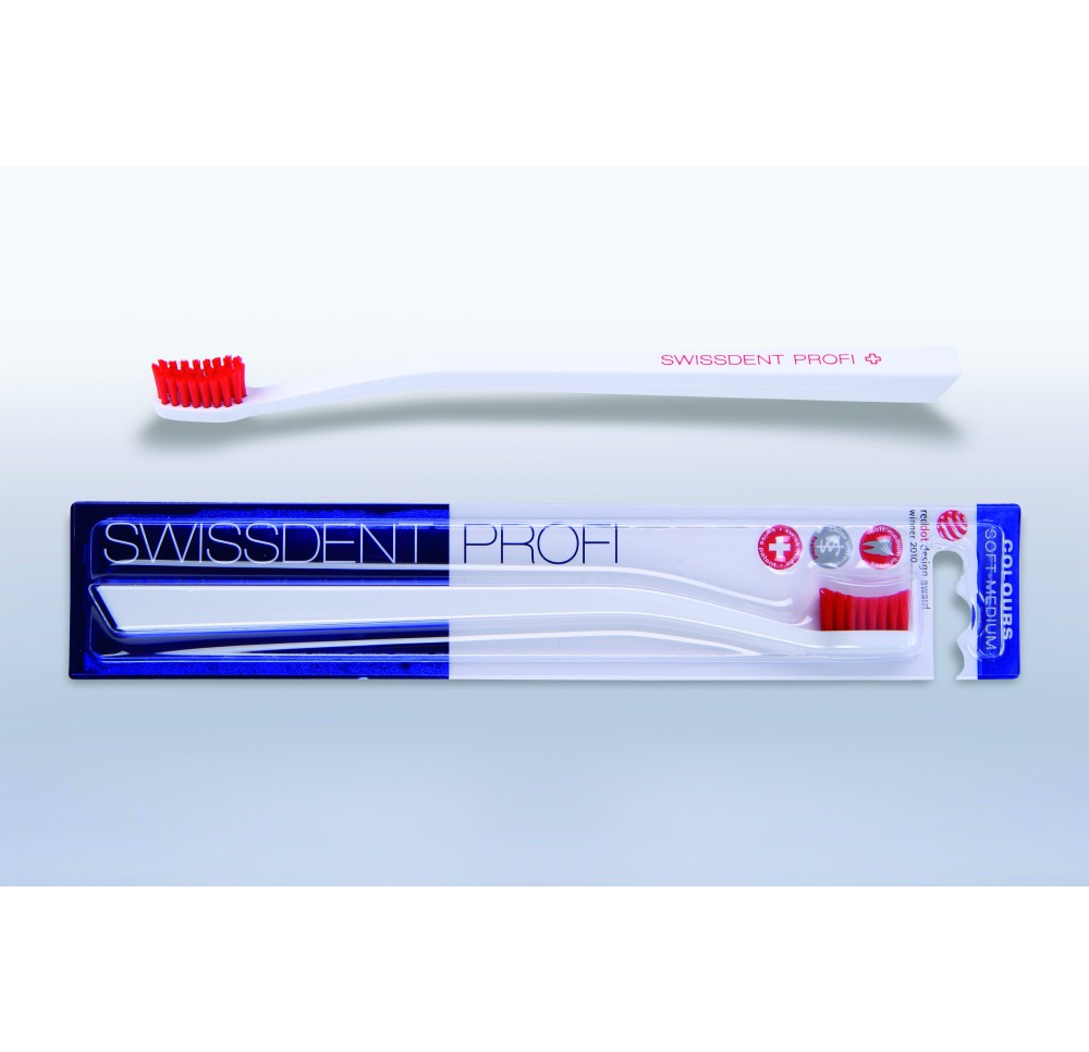 SWISSDENT Colours brosse dents blan/rouge soft-med