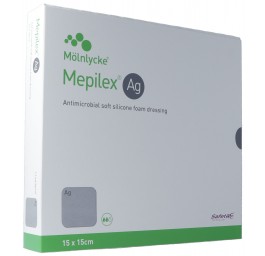 MEPILEX Ag pans hydrocel Safetac 15x15cm sil 5 pce