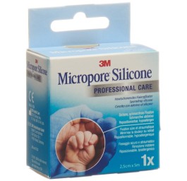 3M MICROPORE Silicone sparadrap 2.5cmx5m