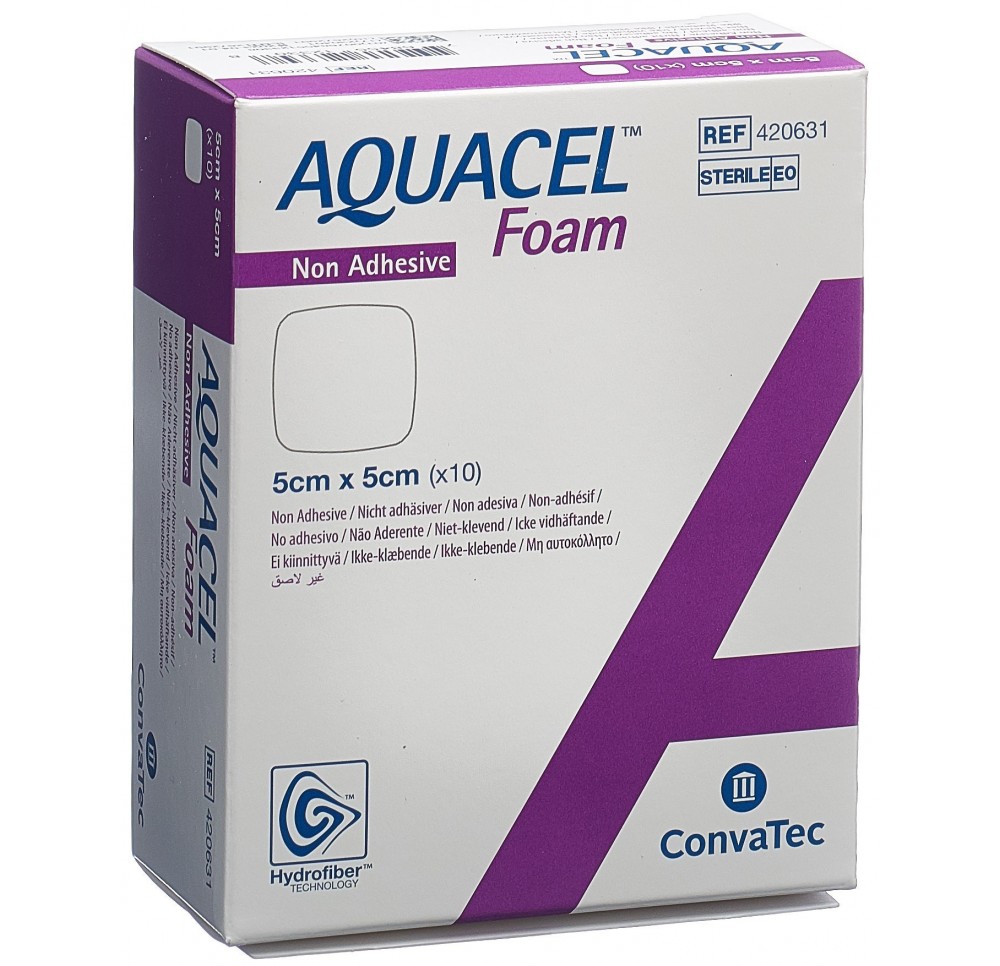 AQUACEL FOAM non-adhésif 5x5cm 10 pce