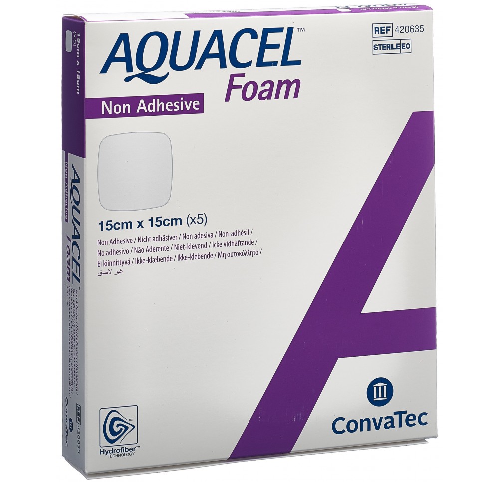 AQUACEL FOAM non-adhésif 15x15cm 5 pce