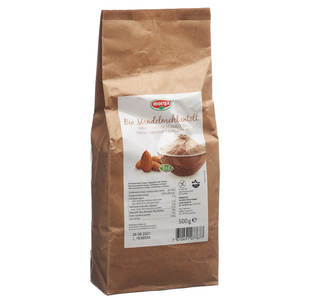 MORGA farine amande dégraiss sans gluten bio 500 g MORGA farine amande dégraiss sans gluten bio 500 g