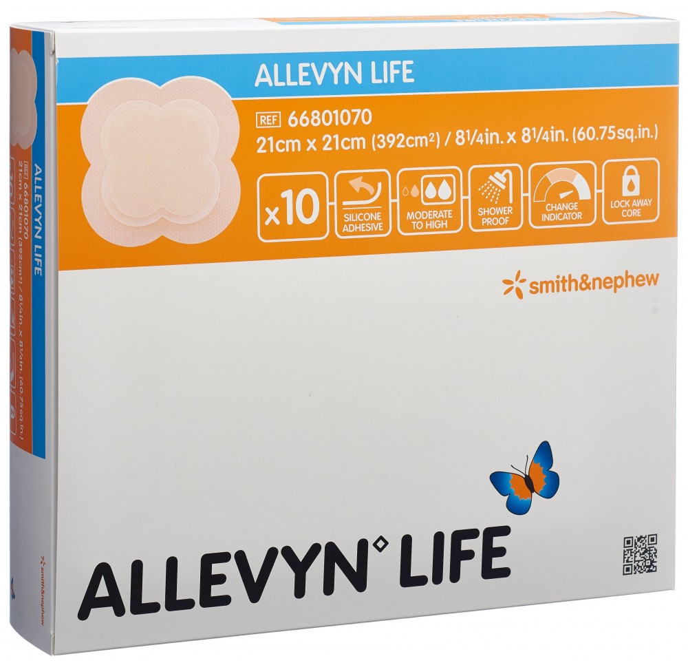 ALLEVYN LIFE pans plaie silic 21x21cm 10 pce