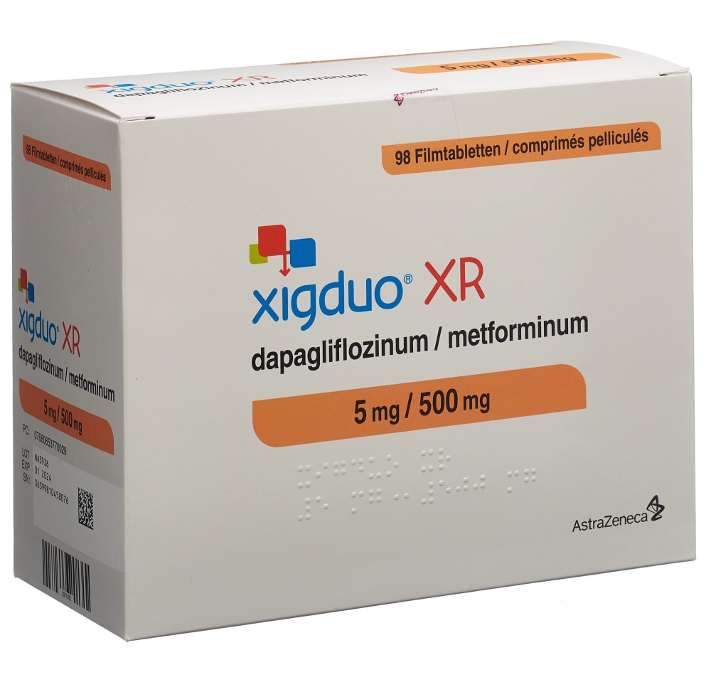 XIGDUO XR cpr pell 5 mg/500 mg 98 pce XIGDUO XR cpr pell 5 mg/500 mg 98 pce