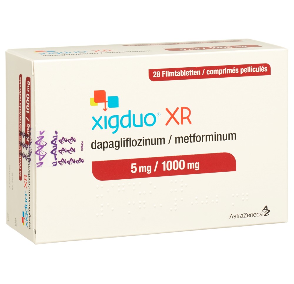 XIGDUO XR cpr pell 5 mg/1000 mg 28 pce XIGDUO XR cpr pell 5 mg/1000 mg 28 pce