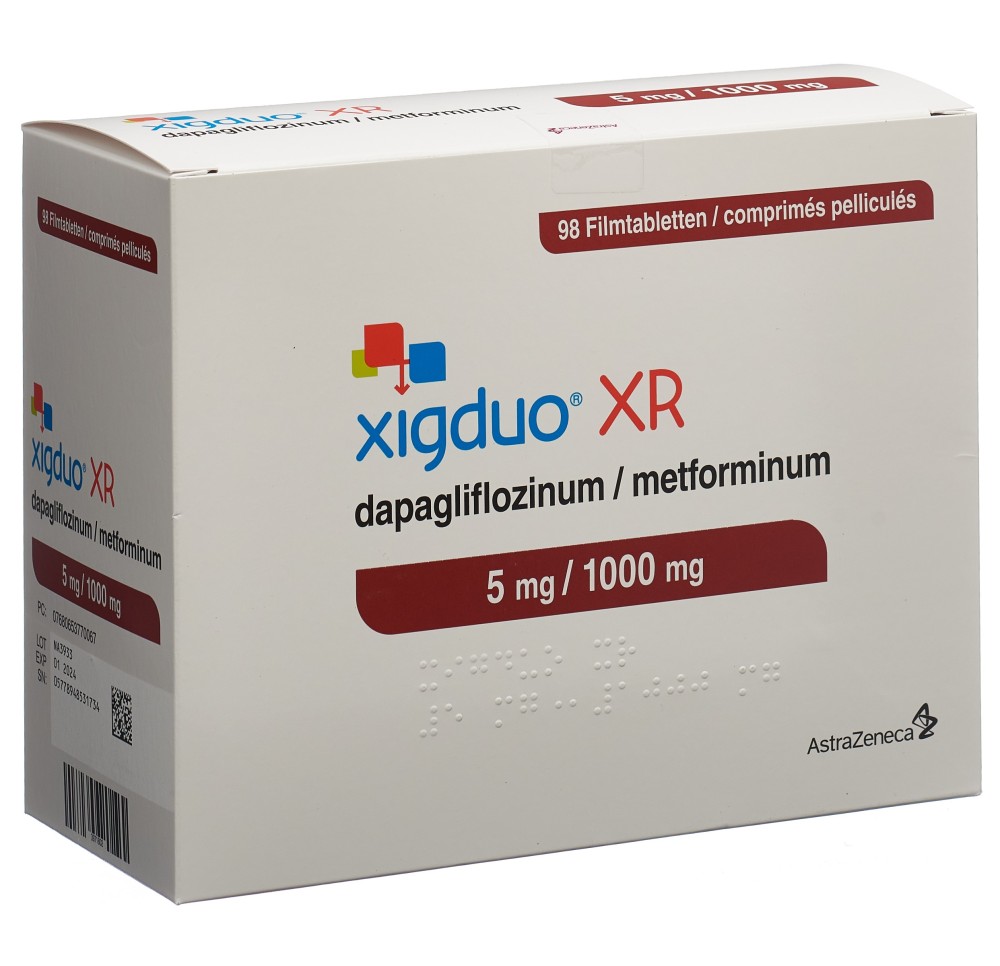 XIGDUO XR cpr pell 5 mg/1000 mg 98 pce XIGDUO XR cpr pell 5 mg/1000 mg 98 pce