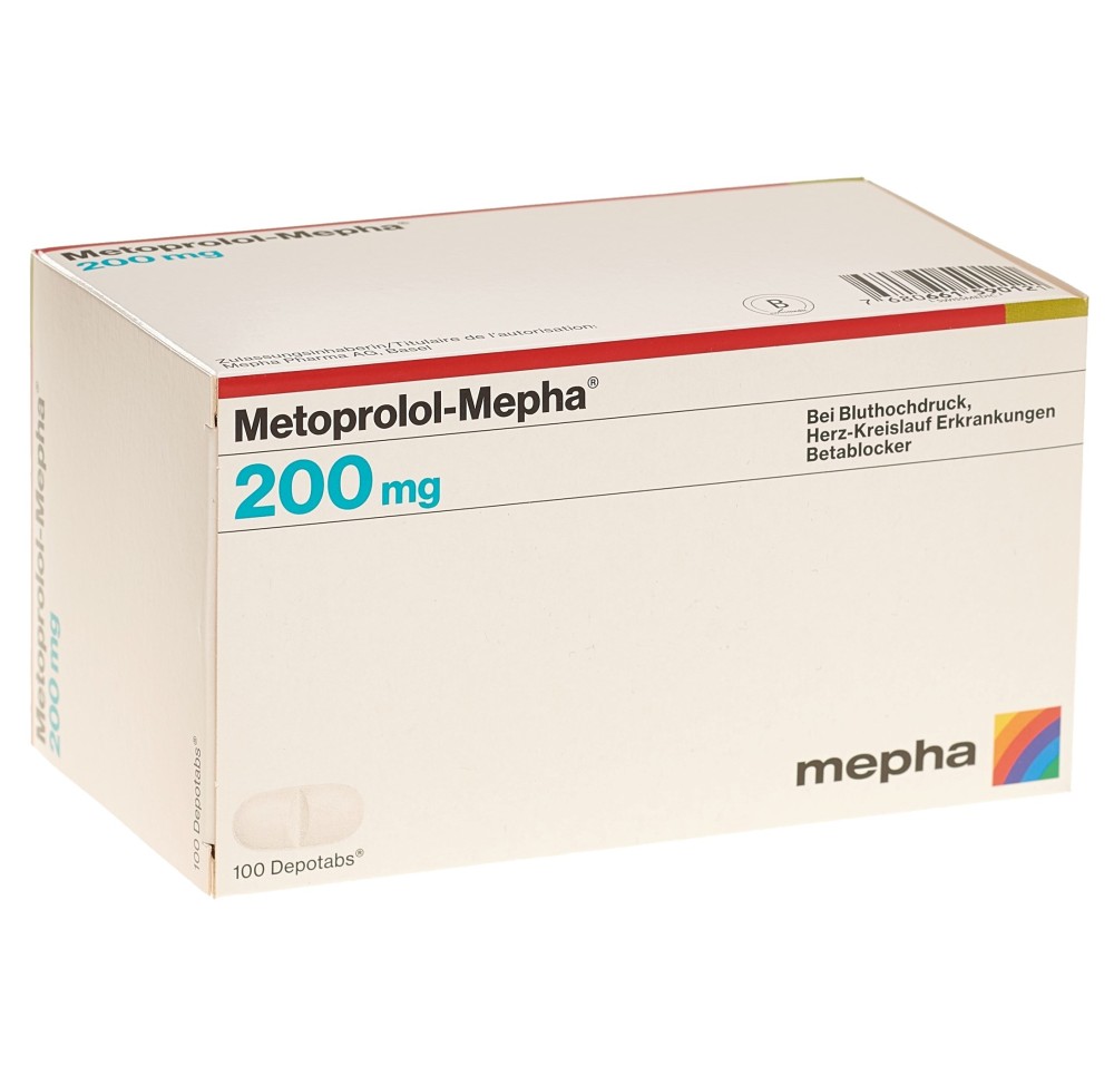 METOPROLOL Mepha depotabs 200 mg 100 pce METOPROLOL Mepha depotabs 200 mg 100 pce