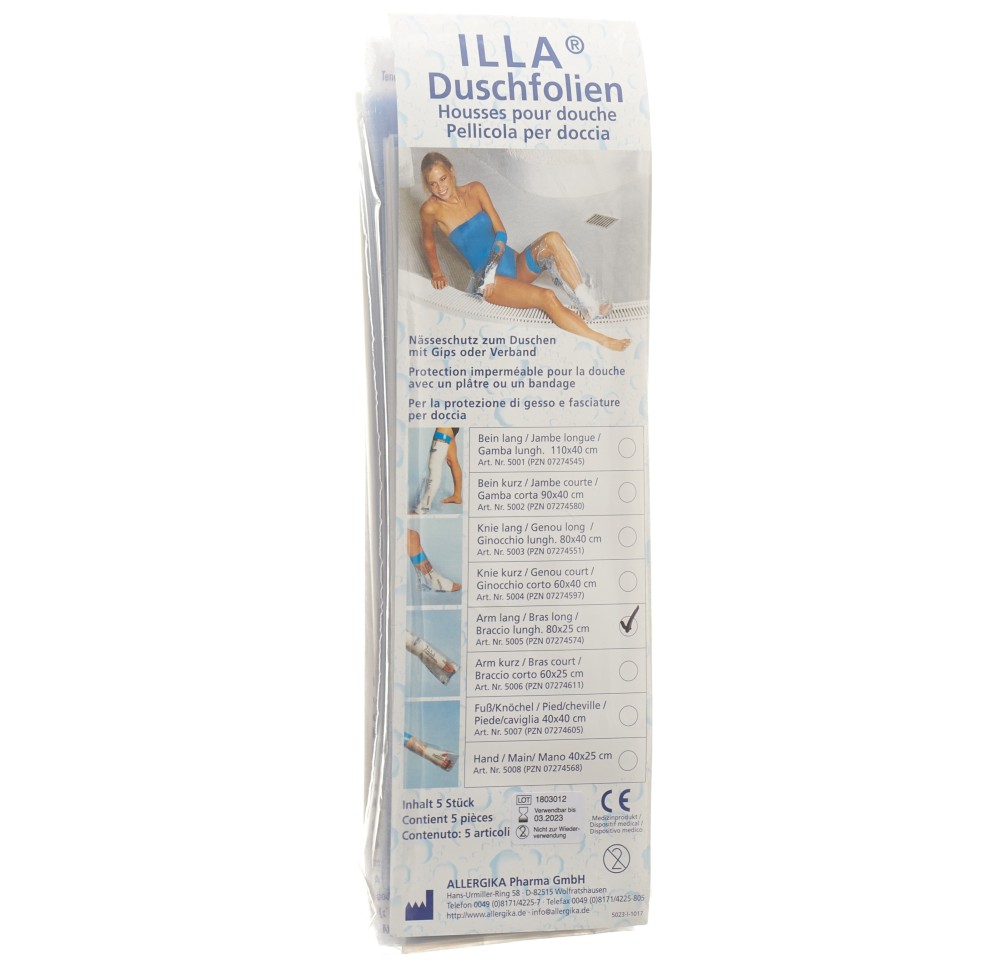 ILLA protection douche 80x25cm bras sach 5 pce ILLA protection douche 80x25cm bras sach 5 pce