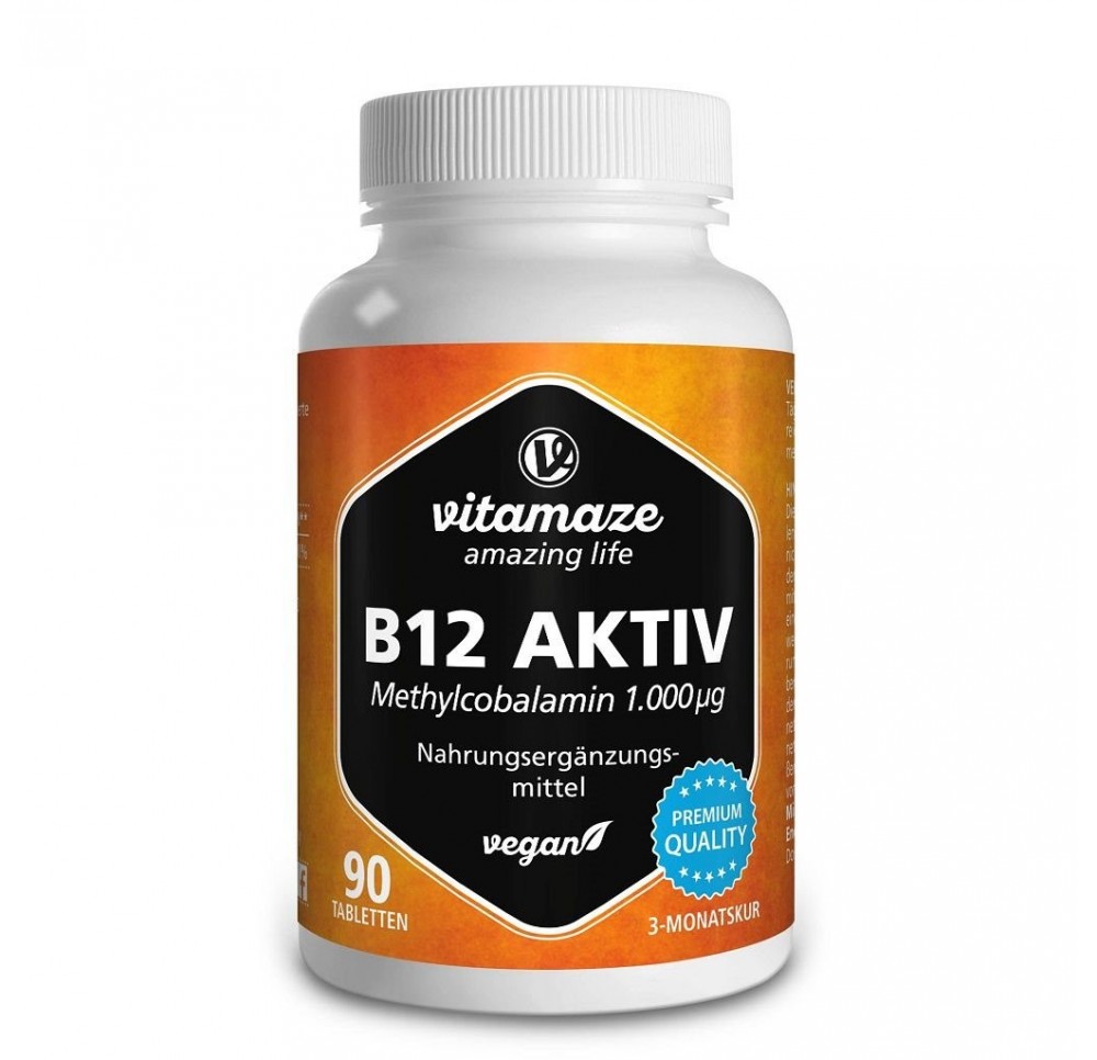 VITAMAZE VitB12 Aktiv cpr 1000 mcg végétal 90 pce