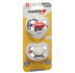 MEDELA Baby Sucette Day&Night 0-6 Sig Love 2 pce