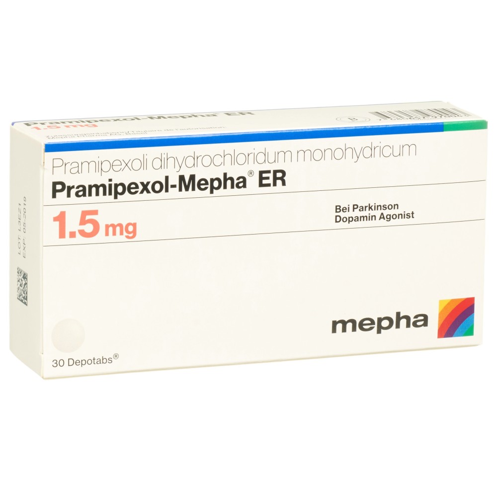 PRAMIPEXOL Mepha ER depotabs 1.5 mg 30 pce PRAMIPEXOL Mepha ER depotabs 1.5 mg 30 pce