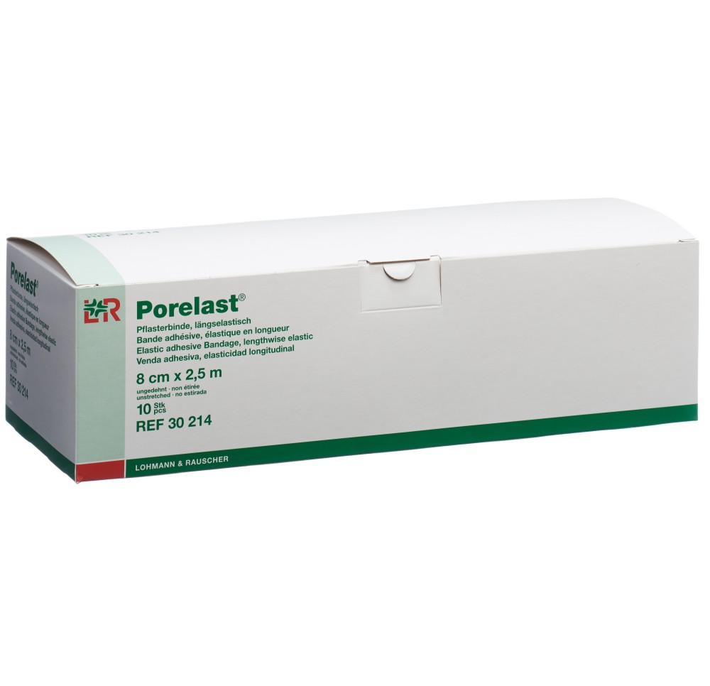 PORELAST bande adhésive 8cmx2.5m chair 10 pce PORELAST bande adhésive 8cmx2.5m chair 10 pce