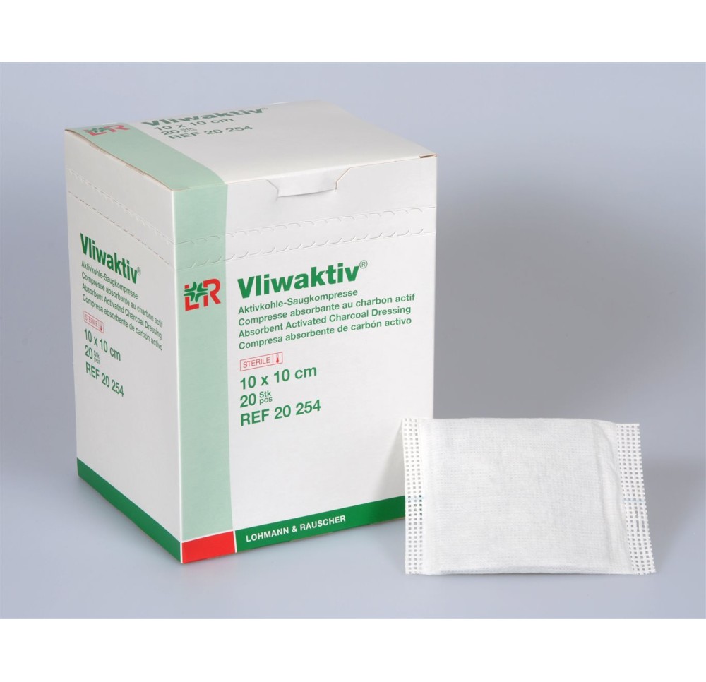 VLIWAKTIV compres absor charbon 10x10cm st 20 pce