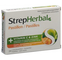 STREPHERBAL Pastilles goût propolis et miel 24 pce