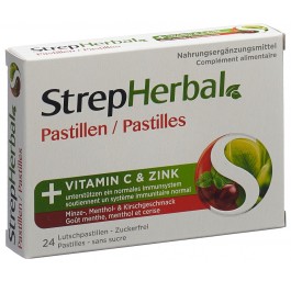 STREPHERBAL Pastilles goût menthe et cerise 24 pce